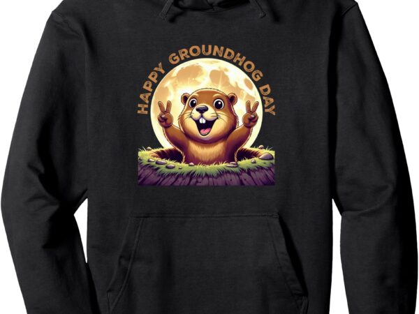 Cute retro groundhog day 2025 funny animal holiday pullover hoodie t shirt vector file