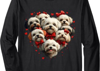 Cute Shih Tzu Dog Valentines Day Love Heart for Dog Lovers Long Sleeve T-Shirt