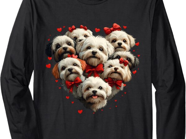 Cute shih tzu dog valentines day love heart for dog lovers long sleeve t-shirt