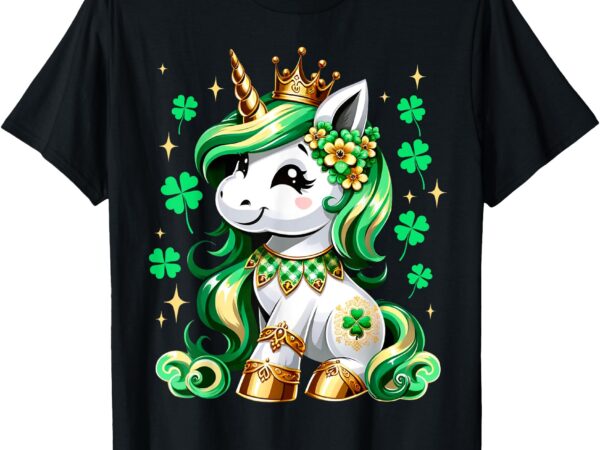 Cute unicorn shamrock st patricks day girls kids lepricorn t-shirt