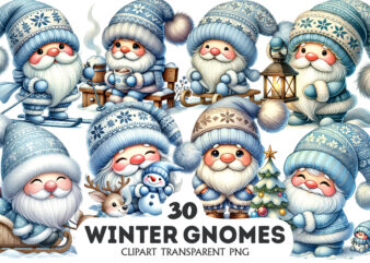 Cute winter gnomes. Clipart, PNG.