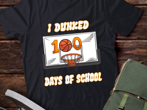 Da106-i dunked 100 days of school basketball 100th day t shirt vector illustration