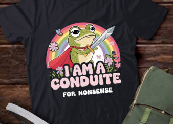 DA107-I Am a Conduit for Nonsense – Funny Frog Knight t shirt vector illustration