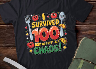 DA109-Funny Survived 100 Days of School Cafeteria Staff Lunch Lady