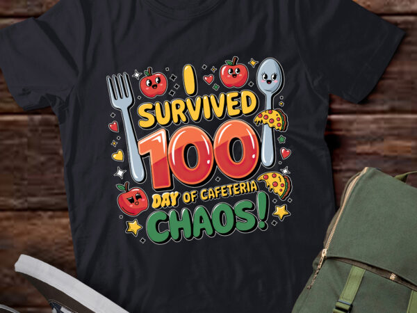 Da109-funny survived 100 days of school cafeteria staff lunch lady t shirt vector illustration