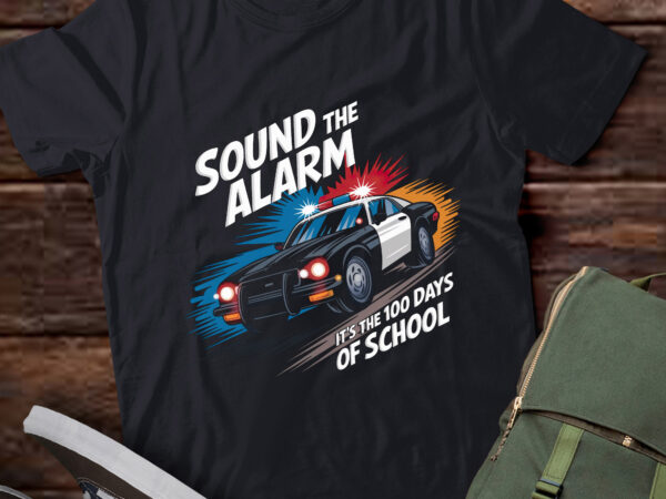 Da111-100th day of school police car 100 days of school t shirt vector illustration