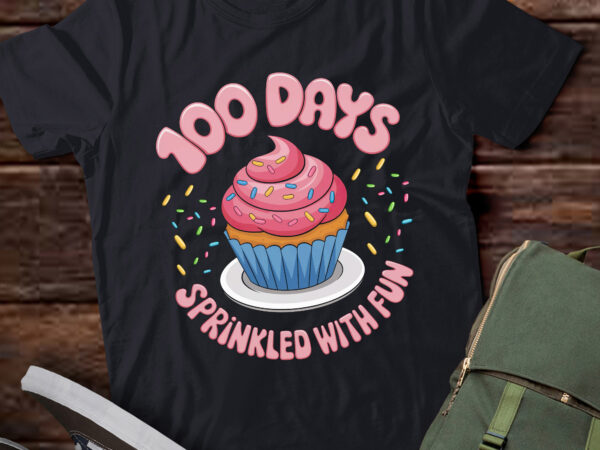 Da127-100 days sprinkled with fun cupcake 100th day of school girl t shirt vector illustration