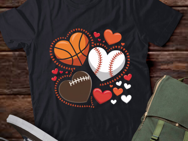 Da32-heart football basketball sport valentines day lover t shirt vector illustration