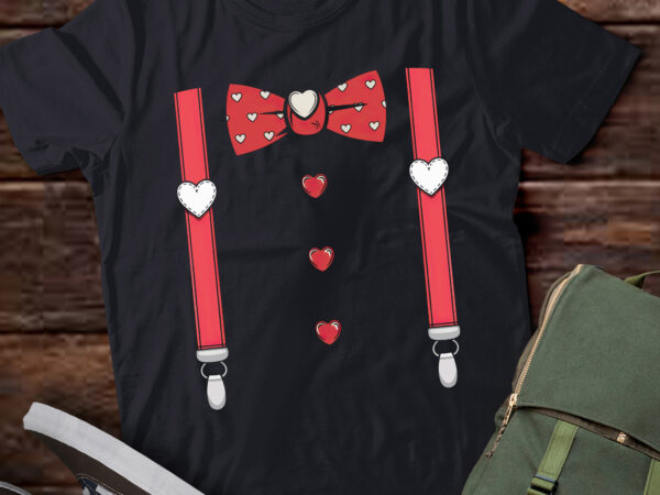 Da39-red hearts tie suspenders valentines day costume t shirt vector illustration