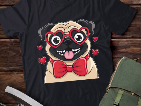 Da49-funny pug heart valentine’s day pug love cute dog t shirt vector illustration