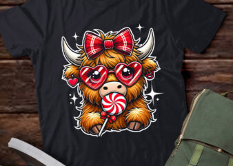 DA64-Highland Cow Valentine Mens Womens Kids T-Shirt