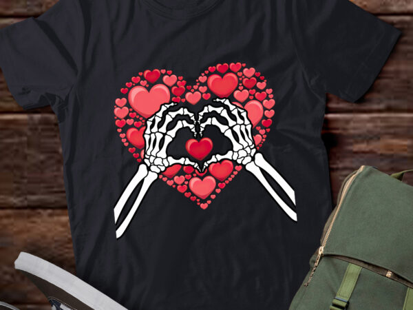 Da65-valentines day funny skeleton hand heart romantic t shirt vector illustration