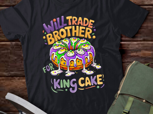 Da98-mardi gras girls kid will trade brother for king cake bead t shirt vector illustration