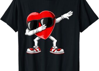 Dabbing Heart Funny Valentines Day Boys Girls Kids T-Shirt