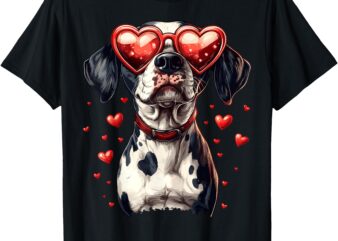 Dalmatian Heart Glasses Cute Valentine’s Day Dog Lover T-Shirt