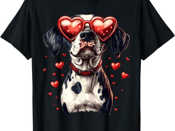 Dalmatian heart glasses cute valentine’s day dog lover t-shirt