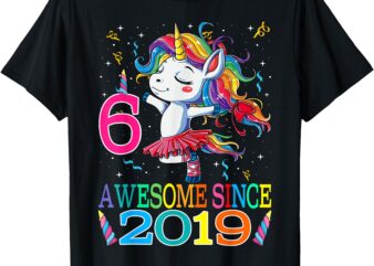 Dancing Unicorn 6 Year Old 6th Birthday Girl Unicorn Party T-Shirt