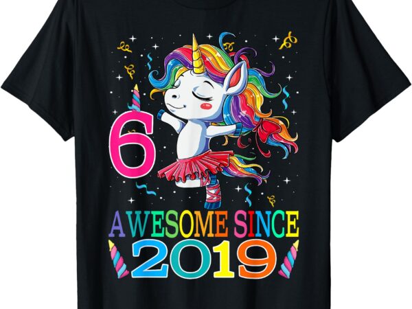 Dancing unicorn 6 year old 6th birthday girl unicorn party t-shirt