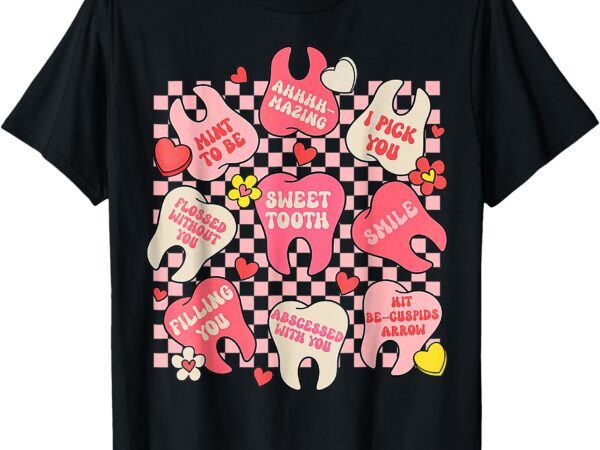 Dental valentine’s day cute teeth hugging heart dentist t-shirt