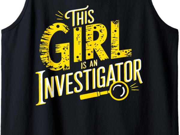 Detective women private investigator tank top t shirt vector illustration