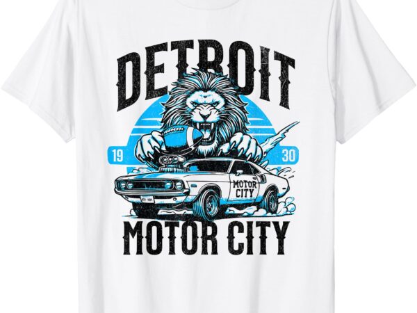 Detroit motor city lion muscle car graphic tee t-shirt