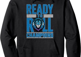 Detroit Ready To Roll Funny Blue Lion Pullover Hoodie