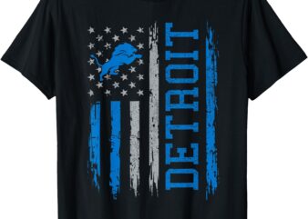 Detroit USA Flag Patriotic Blue T-Shirt