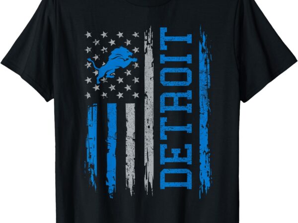 Detroit usa flag patriotic blue t-shirt