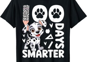 Dog 100 Days Smarter 100th Day Of School Teachers Kids 2025 T-Shirt