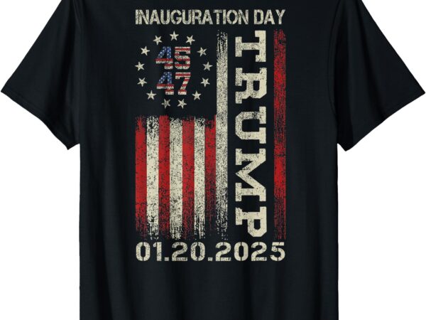 Donald trump inauguration day 2025 47th usa flag on back t-shirt