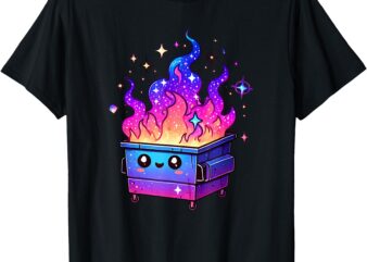 Dumpster Fire Galaxy Kawaii Cute Cosmic Flames T-Shirt