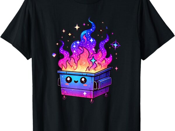 Dumpster fire galaxy kawaii cute cosmic flames t-shirt