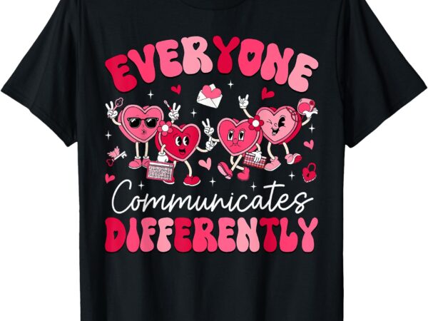 Everyone communicates differently autism valentines day t-shirt