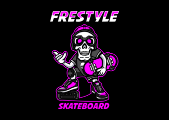 FRESTYLE SKULL SKATEBOARD CARTOON