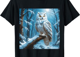 Fantasy Owl Snow Tree T-Shirt