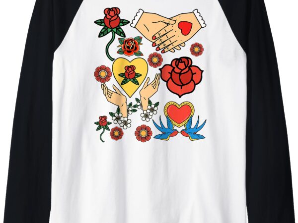 Flash tattoo vintage style art raglan baseball tee t shirt graphic design