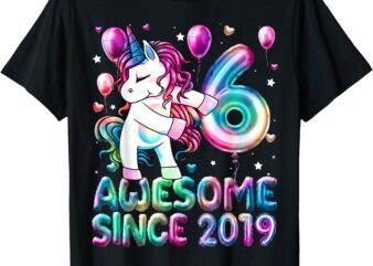 Flossing Unicorn 6 Year Old 6th Birthday Girl Unicorn Party T-Shirt