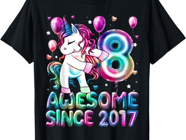 Flossing unicorn 8 year old 8th birthday girl unicorn party t-shirt