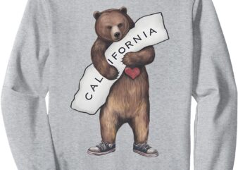 California Strong Retro Vintage Grizzly Bear For men women Sweatshirt