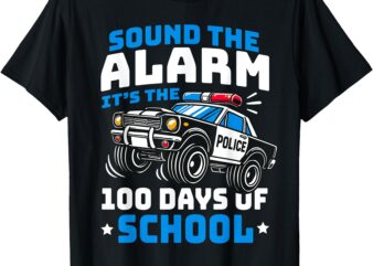 Funny 100th Day of School Police Car 100 Days of School Boys T-Shirt