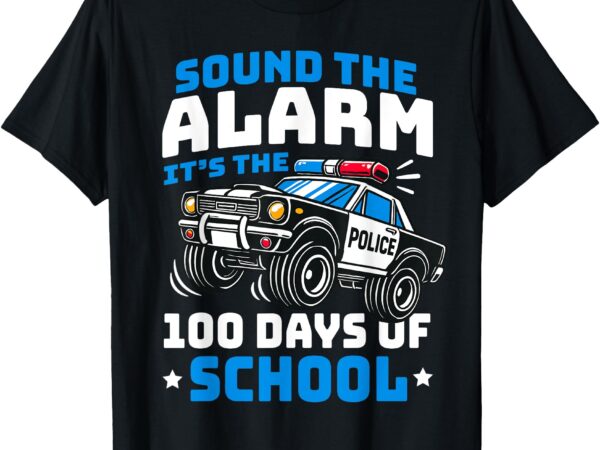 Funny 100th day of school police car 100 days of school boys t-shirt