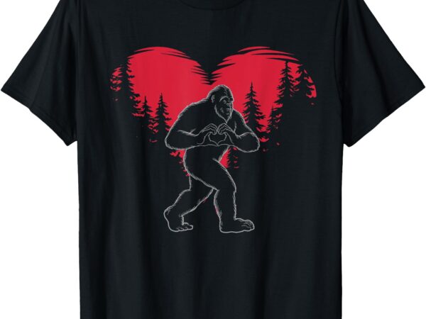 Funny bigfoot in love heart happy valentine’s day t-shirt