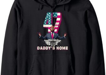 Funny Daddy’s Home pink Trump 47th President, women pink Zip Hoodie