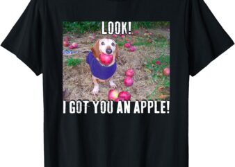 Funny Dog With Apple In Mouth Meme Apple Dog Trending Humor T-Shirt