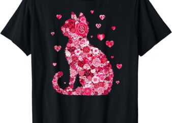 Funny Girls Cat Valentines Day Women Happy Meowentine’s Day T-Shirt