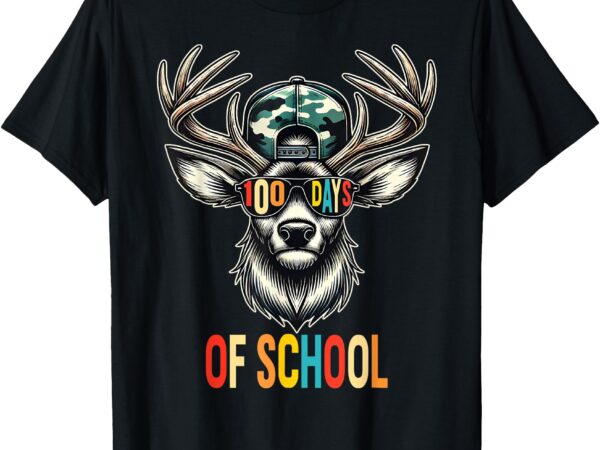 Funny happy 100th day 100 days of school deer girl boy kids t-shirt