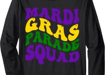 Funny Mardi Gras Parade Squad Tees Crawfish Jester Beads Long Sleeve T-Shirt