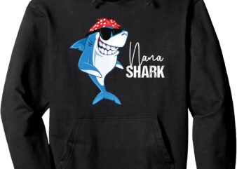 Funny Nana Shark Wearing Sunglasses Bandana Grandma Women Pullover Hoodie