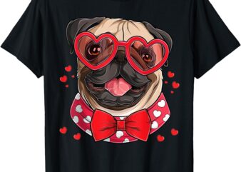 Funny Pug Heart Headband Valentine Pug Womens Mens Kids T-Shirt