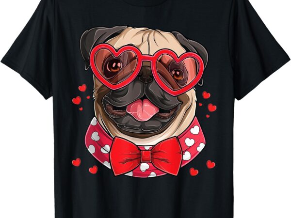 Funny pug heart headband valentine pug womens mens kids t-shirt